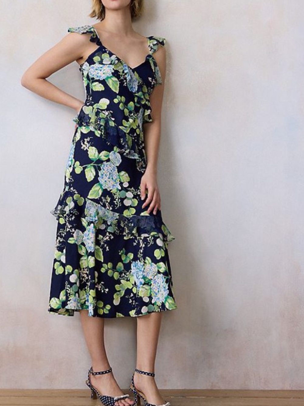 NWT LC Lauren Conrad Asymmetrical Ruffle Tea Length Dress Size XL 16/18